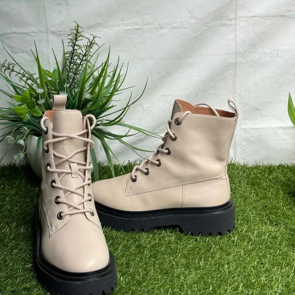 Madewell Rayna Lace-up Lug sole boots I leather - harvest moon Size 6.5 - Picture 7 of 12